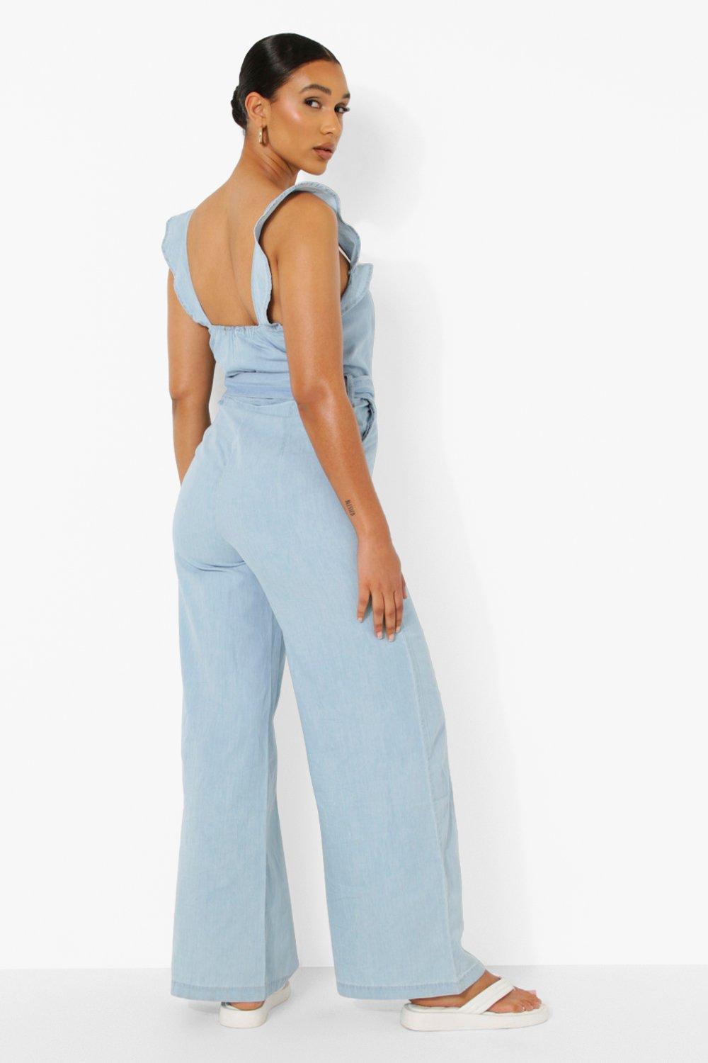 Chambray jumpsuit cheap wide leg